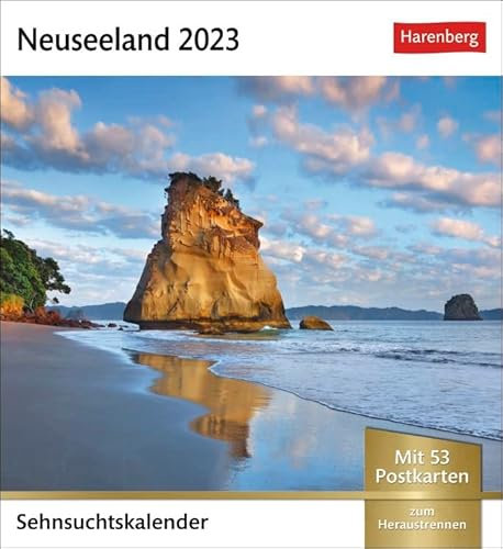 Sehnsuchtskalender Neuseeland - Kalender 2023 - Harenberg-Verlag - Postkartenkalender mit 53 heraustrennbaren Postkarten - 16 cm x 17,5 cm, multicolor