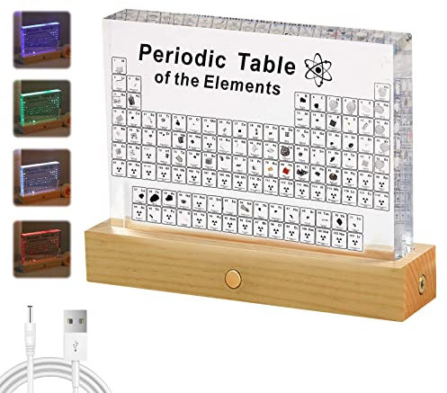 CJHZQYY Periodensystem mit Echten Elementen, Acryl Periodic Table-Anzeige mit Echten Elementen im Inneren, Periodic Table of 83 Elementen für Schüler Lehrer Kinder Studenten Handwerk Dekoration (A)
