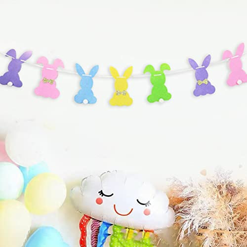 Happy Easter Banner Osterhase Banner Osterhase Banner Osterhase Hase Wimpelkette Girlande hängende Osterdekorationen für Zuhause Frühling Ostern Party Zubehör Osterdekorationen mehrfarbig