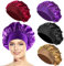 4 Pezzi Cuffia Seta Cuffia Notte, Bonnet Seta per Capelli Ricci, Cuffia per Dormire in Raso per Donna(Nero,Oro,Viola,Rosso)