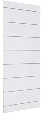 goodsforbusiness Paneelwand Sydney mit Aluminiumprofilen, Lamellenabstand 27,5cm, H220 x B85cm, Verkaufswand aus Holz, Lamellenwand für den Einzelhandel (Weiß)
