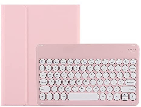 KMXDD Cute iPad 10th Gen Keyboard Case - Round Key Bluetooth Keyboard Cover with Pencil Holder for iPad 10.9 inch (Pink)