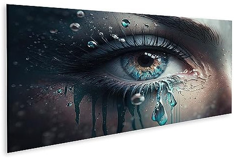 islandburner Bild auf Leinwand Makrofotografie Magisches Weibliches Auge Fee Elfe Nahaufnahme Iris Auge Fantasi Bilder Wandbilder Poster JDKQ-Pano