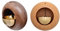 Lot de 2 cloches rondes en bois de noyer noir auto-adhésif pour porte d'entrée, carillon décoratif de porte pour bureau, maison, magasin