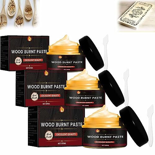 Lot de 3 gels à combustion du bois, pâte à bois brûlée pour loisirs créatifs, artisanat du bois, convient pour la combustion de marqueurs sur bois