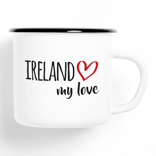 Huuraa Emaille Tasse Ireland my love Geschenk 300ml Vintage Ireland Geschenkidee