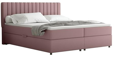 PANDA MÖBEL Homesy Everest Boxspringbett 140 x 200 cm Doppelbett mit hochwertiger Bonell-Matratze incl Topper, Polsterbett mit Bettkasten, Schlafzimmer, Bequem, Modern, Stilvoll