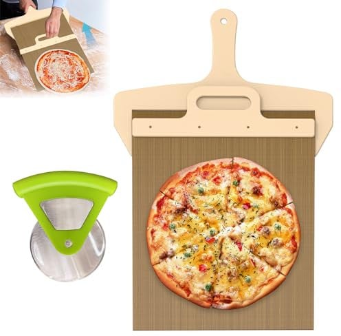 Pala Pizza Scorrevole, Pala per Pizza, 58 x 30 cm Pala per Pizza Corta, Paletta per Pizza, Pala Antiaderente Che Trasferisce Perfettamente la Pizza, con Taglia Pizza