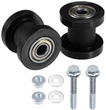 Hihaha 2set 8mm Motorcycle Chain Roller Pulley Tensioner Mini Bike Black | Metal, Plastic, Slider Tensioner Wheel Guide