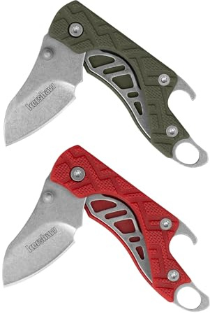 Kershaw Cinder - Set di 2 manici rossi e oliva, perfetti per chiavi, moschettoni e altro ancora