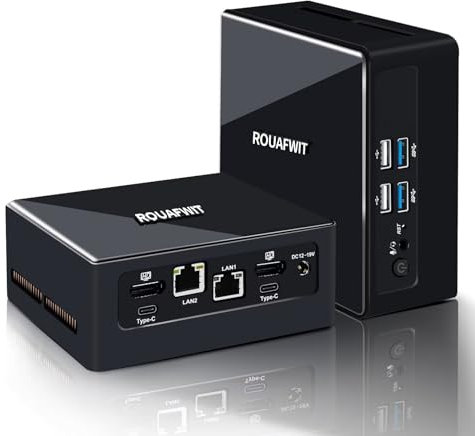 ROUAFWIT Mini PC Core i5 1235U, Dual Lan i226-V 2.5GbE Micro Desktop Computer, DDR5 16GB RAM 512GB NVME PCIe4.0 SSD, Windows 11 Pro Small Office PC, Support 8K, 4 Display, WiFi6 BT5.2