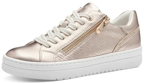 MARCO TOZZI Damen Sneaker flach mit Reißverschluss Vegan, Beige (Platinum), 36 EU