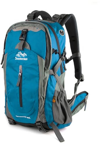 Senterlan Trekkingrucksack 40L, für Damen und Herren, mit Netzrücken-Belüftung und vielen nützlichen Funktionen (Blau)