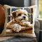 RKFLGEW DIY knüpfen set anfänger Süßer Hund knüpfkissen mit vordruck Cartoon-Tiere Knüpfhaken-Kissen-Set，DIY-Kissenbezug zum Basteln，bedruckte Leinwand für Anfänger，Stickerei，Bastelkissen 43x43cm