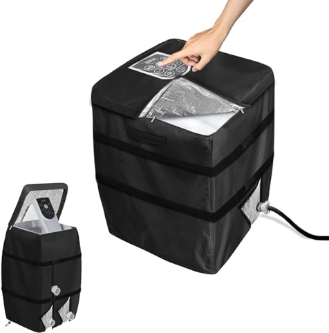 Hadisi Hot Tub Spa Heater Pump Winter Cover,with Insulation Aluminum Foil and Plush Lining,Waterproof Dustproof Hot Tub Spa Heater Pump Cover(Black,Square)