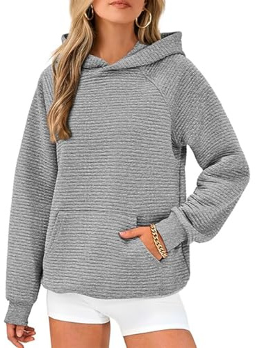 GRMLRPT Kapuzenpullover Damen Hoodie Casual Pullover mit Taschen Kordelzug Sweatshirt Einfarbig Langarmshirt Lässig Oberteile(Mehrfarbig,S-XXL)