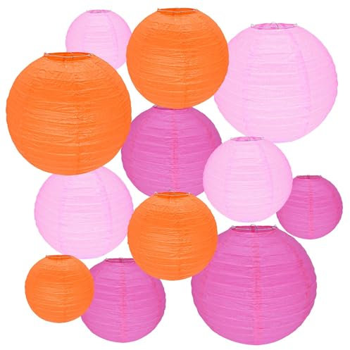 Peywot Runde Papierlaternen, verschiedene Größen (15,2 cm, 20,3 cm, 25,4 cm, 30,5 cm), für Heimdekoration, Restaurant, Kirche, Hochzeit, Geburtstag, Party-Dekorationen, hängende chinesische japanische