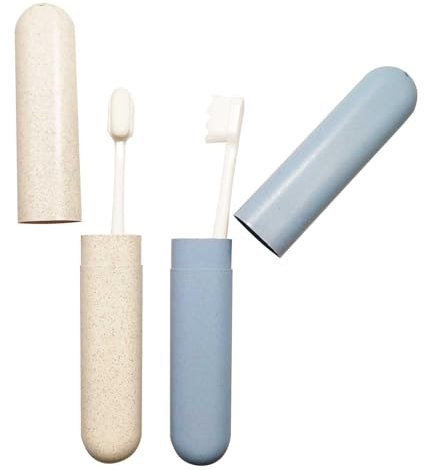 2 Stück Reisezahnbürste Set,Zahnbürsten-Etui Reise zahnbürste Inclusive,kinderzahnbürsten etui,zahnbürsten etui Kinder,Tragbare zahnbürsten Box Geeignet für Zuhause Wandernder Camping Reise(G&B)
