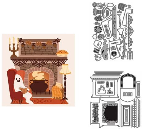 2 Set Halloween Geist Kamin Stanzschablonen Weihnachten Halloween Stanzen für DIY ScrapBooking Album Dekorative Papier Handwerk und Karten Herstellung