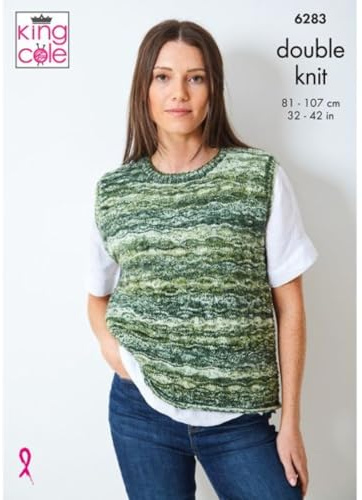 King Cole DK Knitting Pattern - 6283 Ladies Sweater & Tank Top