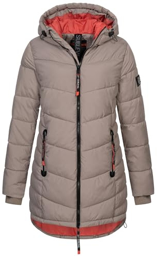 Sublevel Damen Winter Jacke Mantel Parka Steppjacke Steppmantel Wintermantel, Farbe:Braun, Größe:M (38)