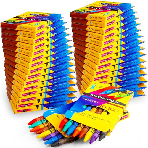 Tczecoo 30 Boxen Wachsmalstifte, 8 Farben Malstifte, Bulk Crayons Wachsmalblöcke, Waschbar Buntstifte, Mitgebsel für Klassenzimmer Restaurants Schule Supplies