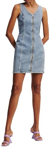 KARL LAGERFELD JEANS Women V-Neck Denim Dress Vintage Light Blue XS
