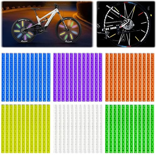 Cisyia 72 Stück Speichenreflektoren Fahrrad, Fahrradspeichen Reflektoren Speichen Fahrrad Aufkleber Reflektierende Speichenperlen für Speichenräder Dekoration (6 Farben)