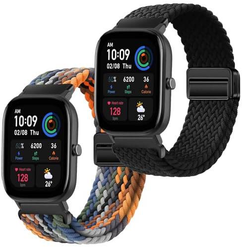 Gittos Trenzas Elásticas Correa 20mm para Amazfit GTS/GTS 2/2e/GTS 3/GTS 4/GTS 4 Mini/GTR Mini/GTR 42mm/Amazfit Active/Amazfit Bip/Bip U/Bip U Pro/Bip 3/Bip 3 Pro para Hombre Mujer