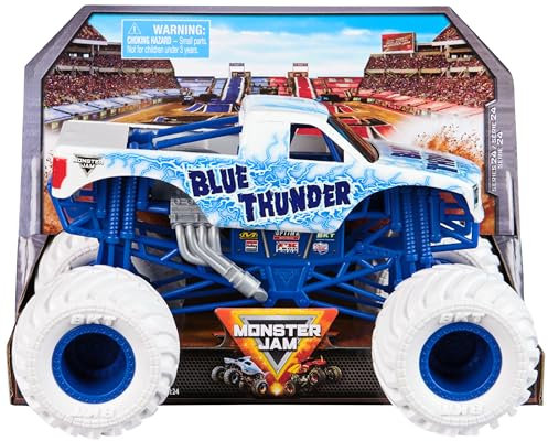 Monster Jam, Blue Thunder Monster Truck - Vehículo de inyección de Metal detallado para Jugar y coleccionar a Escala 1:24, Juguete para niños a Partir de 3 años