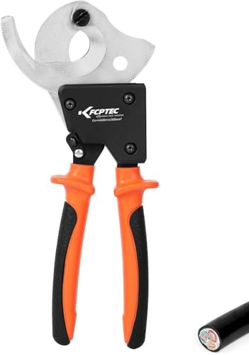 KF CPTEC Coupe-câbles – Pince coupante à cliquet robuste pour câbles en aluminium, cuivre et multiconducteurs, surface de coupe maximale de 300 mm², design ergonomique pour une utilisation à haute