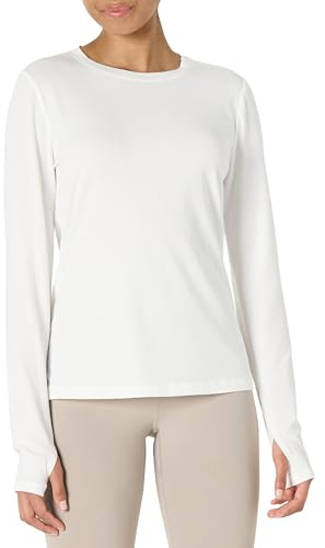 Amazon Essentials Women's Active Soft Cotton Regular-Fit Crewneck Long-Sleeve Gym Tops Lightweight Yoga Workout T-Shirt