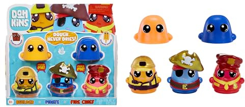 MGA Entertainment DohKins Hero Pack Characters (Builder, Pirate, Fire Chief) – Knete Trocknet Niemals Aus, Glutenfrei, Geeignet für Sammler & Kinder ab 3 Jahren