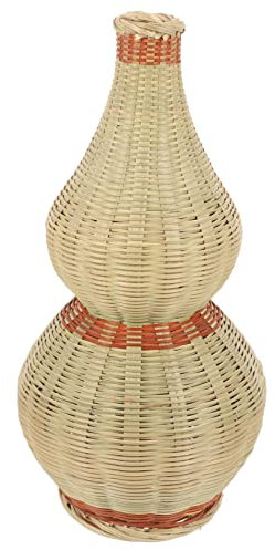Garneck Tall Bamboo Woven Flower Vase Rustic Style Decorative Straw Basket for Home and Office Bamboo Craft with Smooth Edges for Accents