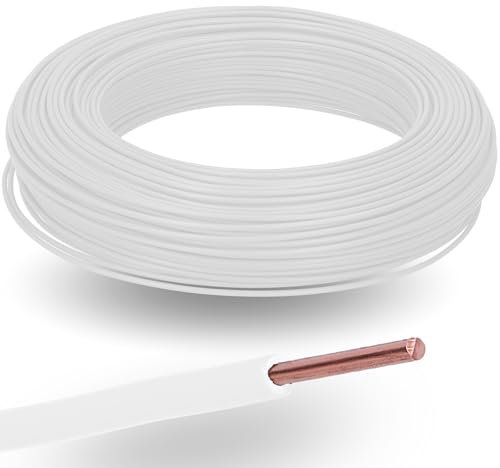 Kalitec H07V-U 1 x 1,5 mm² blanc I Fil simple en PVC ignifuge 1,5 mm² Toron rigide en cuivre I 450/750 V I Câble de câblage monofil pour câblage interne des machines et luminaires