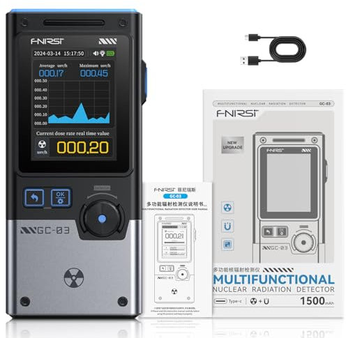 Geigerzähler,3 in 1 Kernstrahlungsdetektor GC-03 Multifunktions-Strahlungsdetektor 2,4-Zoll-Farbbildschirm 3 Modi, Echtzeit-Überwachung der Kernstrahlung,Elektrische Feldstärke,Magnetische Feldstärke
