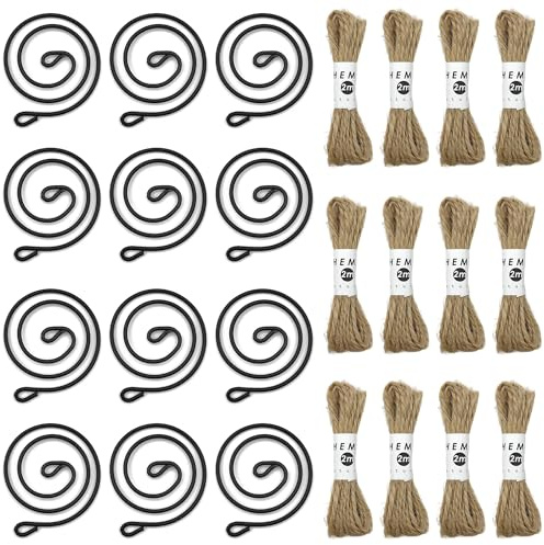 Niuhong 12 Pcs Estante Colgante Plantas Aire Con Hilo Yute Soporte Planta Metal Colgante Soporte Exhibición Sostenedor Planta Estante Para La Interiores Decoración Jardín Balcón Techo (A)