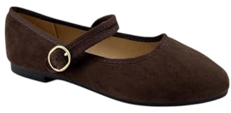 MODELISA - Zapatos Bailarinas Plana Cierre con Hebilla Estilo Casual Mujer (Marrón, Sistema Tallas Calzado EU, Adulto, Mujer, Números, Mediano, 37)