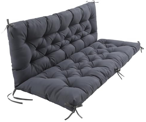 Ebeta Coussins pour bancs de Jardin, Coussin de Banc d'extérieur, Coussin de siège pour balancelle de Jardin, Coussin pour balancelle de Style Hollywood (Gris foncé, 120x50x50 cm)