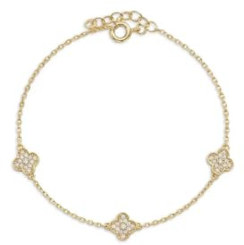 Suzan Gold® 375 Echtgold Armband Damen mit drei filigranen Clover Elementen im facettierten Design – Floria Trio elegantes Goldarmband fein und zeitlos für Alltag und Anlass
