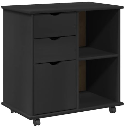 vidaXL Rollschrank 63,5 x 39 x 65,5 cm Massivholz Kiefer Schwarz