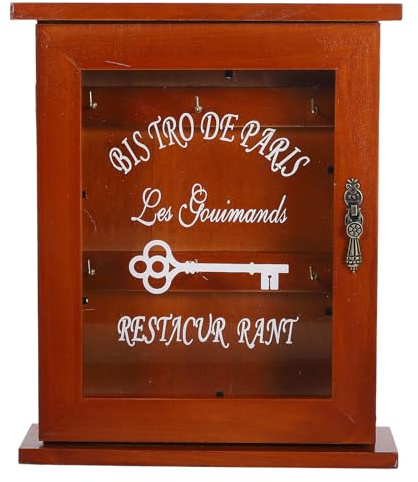 TIDTALEO Boîte à Clés Murale Vintage en Bois et Verre, Pratique et Décorative, pour Occasions Présents et Anniversaires