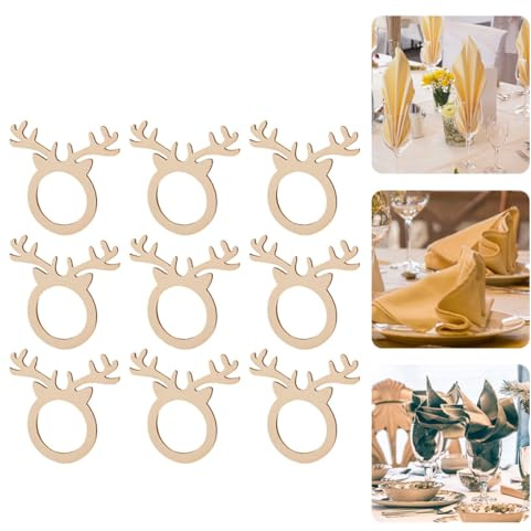 jojofuny Holz Serviettenringe Geweih 30 Stück Dunkelbraun für Weihnachtsessen und Partys Tischdeko Rustikal