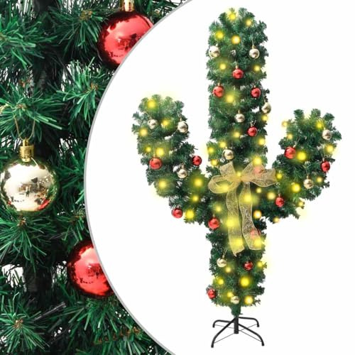 Sophrelle Cactus de Navidad con Soporte y Leds Verde 150 cm PVC Verde,344655