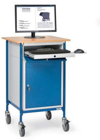 Fetra Transportgeräte bbmb839 Bancada von Arbeit mit 1 Schrank und Schublade für PC, 125 mm Rollen Durchmesser, 650 mm Länge x 650 mm Breite x 1110 mm Höhe