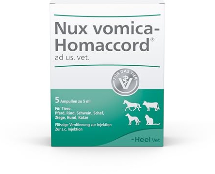 Nux vomica-Homaccord ad us. vet. 5 x 5ml Ampullen von Heel Vet | Natürliches Tierarzneimittel für Hunde, Katzen, Pferde, Rinder, Schweine, Schafe und Ziegen, Made in Germany