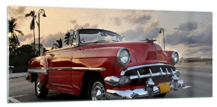 Panorama Bilder auf Glas 100x40cm Glasbild Auto Kuba Himmel Groß Wanddeko Bild im Glas Schlafzimmer Küche Wandbilder Dekoration Wohnzimmer Modern Wall Decor Wand Kunstdruck Art GAB100x40-0186