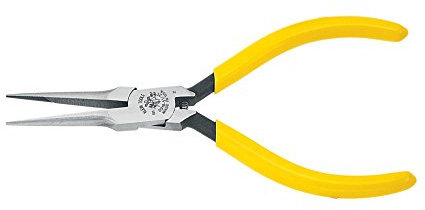Klein Tools D318-51/2C Linemans Pliers, Needle Nose Side Cutters, Spring Loaded, 5-Inch with Knurled Jaw