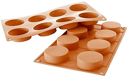 silikomart | SF028 Silikonform für Monoportionen CILINDRO, Antihaftbeschichtung, 8 Zylinder, Packung mit 1 Form für Süßigkeiten, ø 60 h 35 mm, Made in Italy
