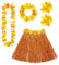 W WIDMANN MILANO Party Fashion - Set costume Hawaii, gonna in rafia, collana di fiori, fascia e braccialetti di fiori, festa estiva, festa in spiaggia, carnevale